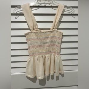 Madewell Women’s Cream Sleeveless Top with Multicolored Details Size: XS (NWT)